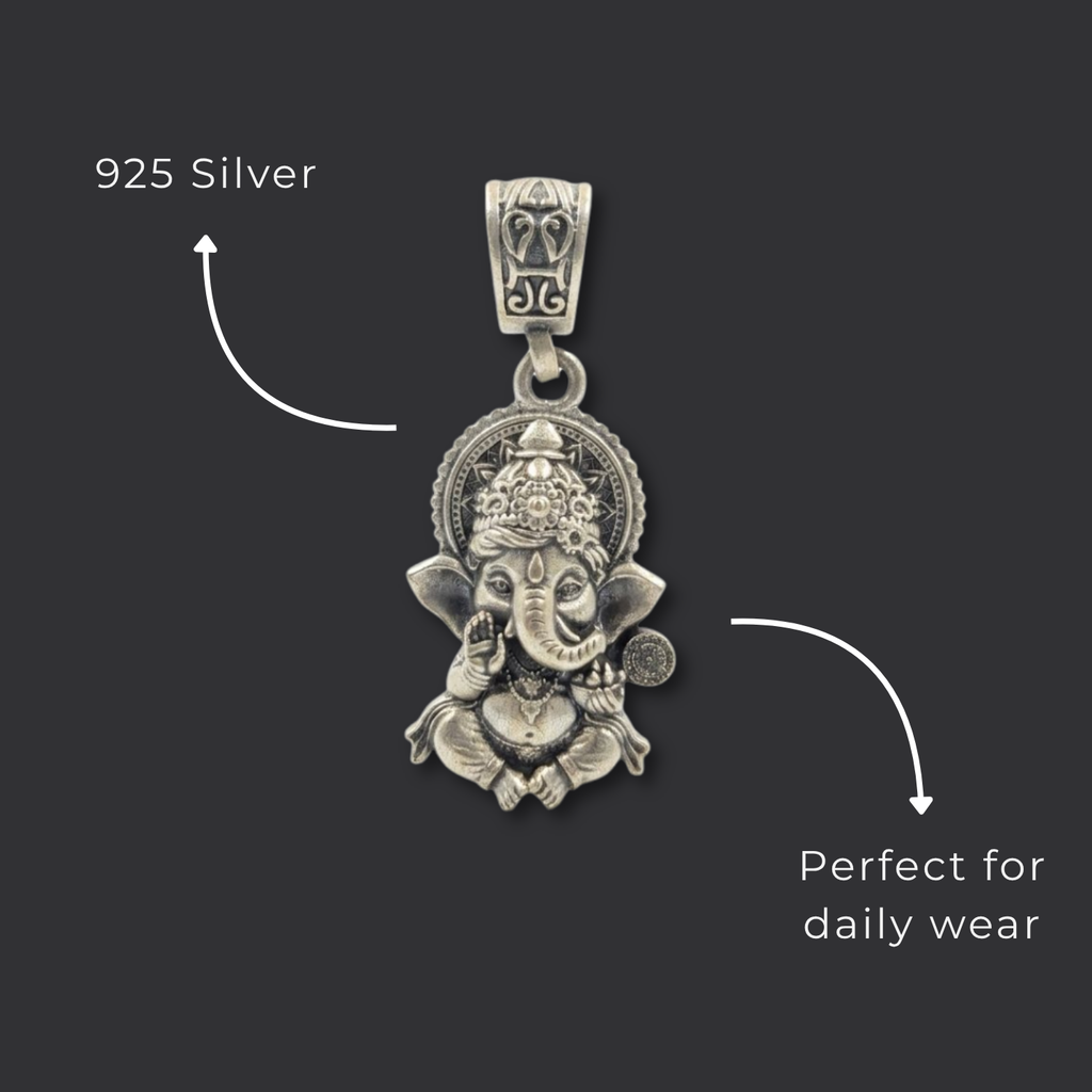 925 Silver The Vighnaharta Ganesha Pendant: Blessings of New Beginnings