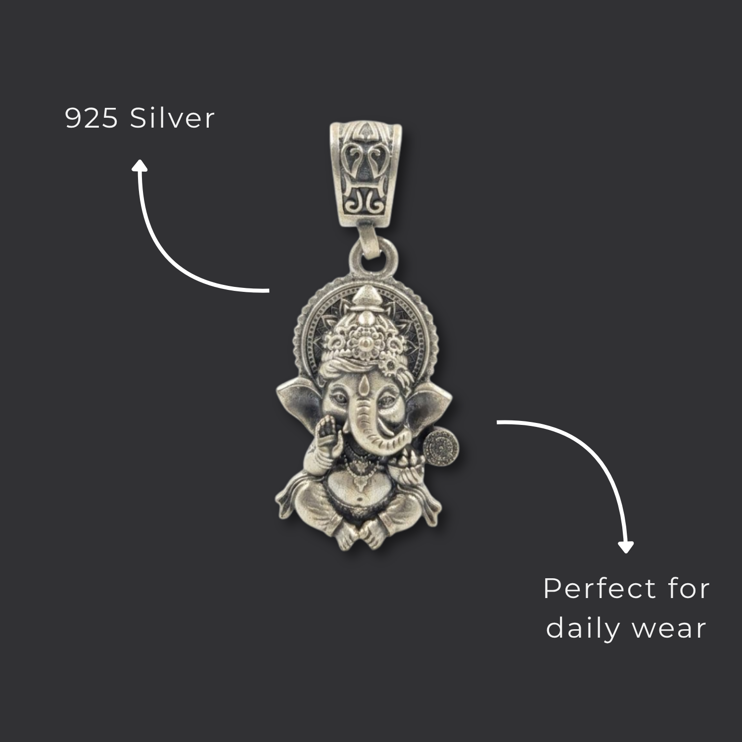 925 Silver The Vighnaharta Ganesha Pendant: Blessings of New Beginnings