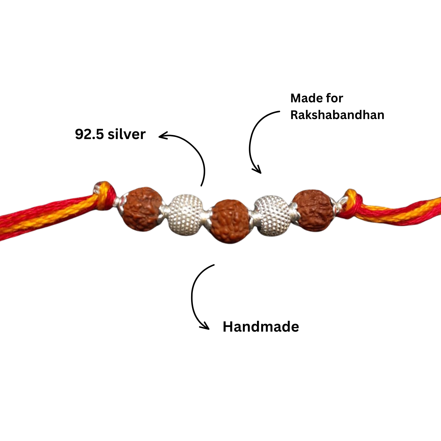 925 Silver Rudraksha-Beads Rakhi