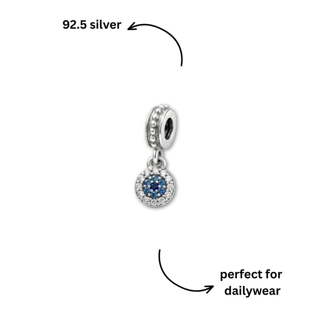 925 Silver Crystal Evil Eye Protection Charm