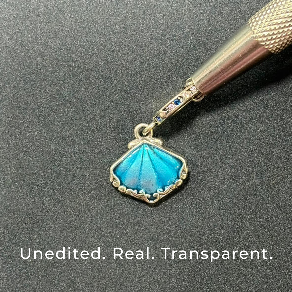 925 Silver Ocean Shell Blue Dangle Charm
