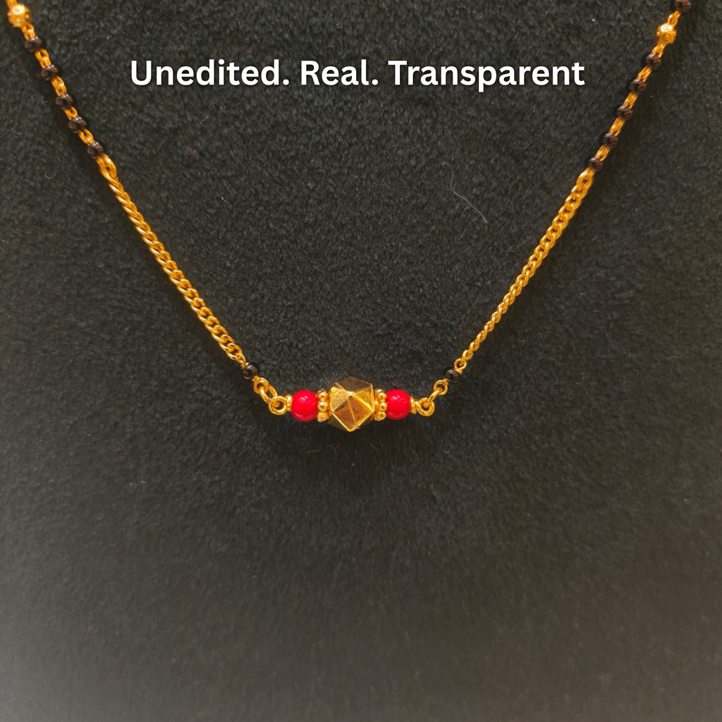 Handmade Ashtapailu Coral Mangalsutra | 24 Carat Gold Plated