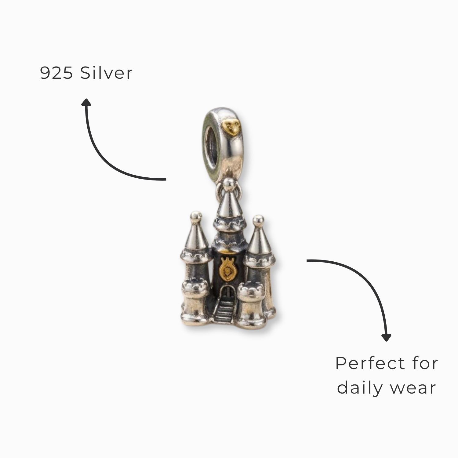 925 Silver Enchanted Fairytale Castle Charm