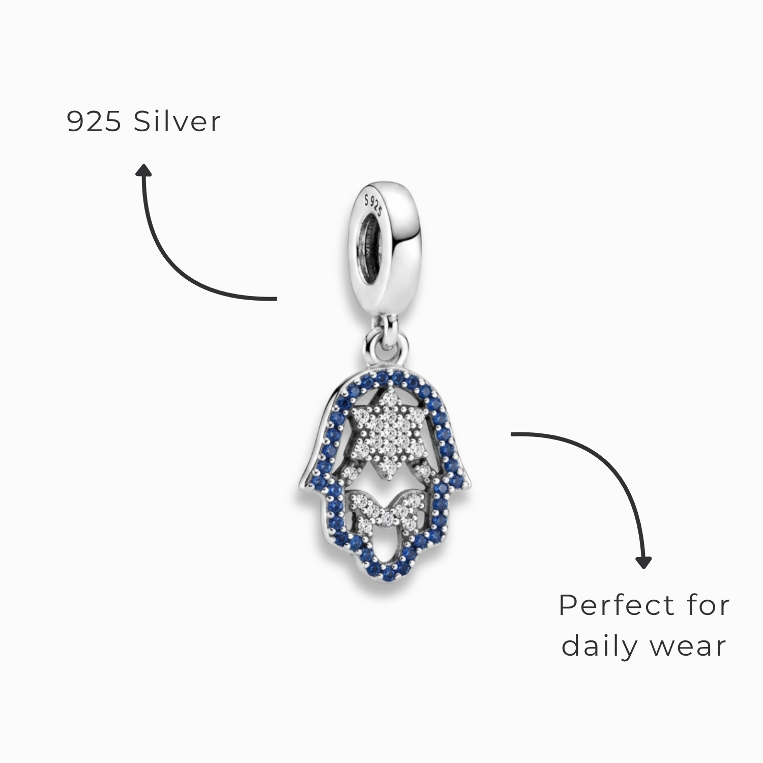 925 Silver Hamsa Protection Charm