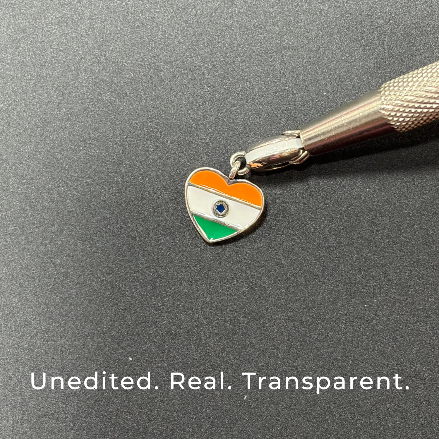 925 Silver India Heart Tricolour Dangle Charm