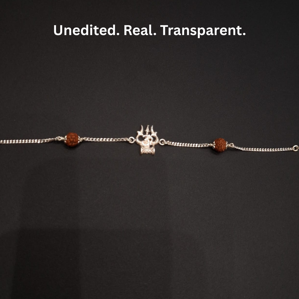 Trishul Damaru Om Rudraksh Bracelet | 92.5 Sterling Silver