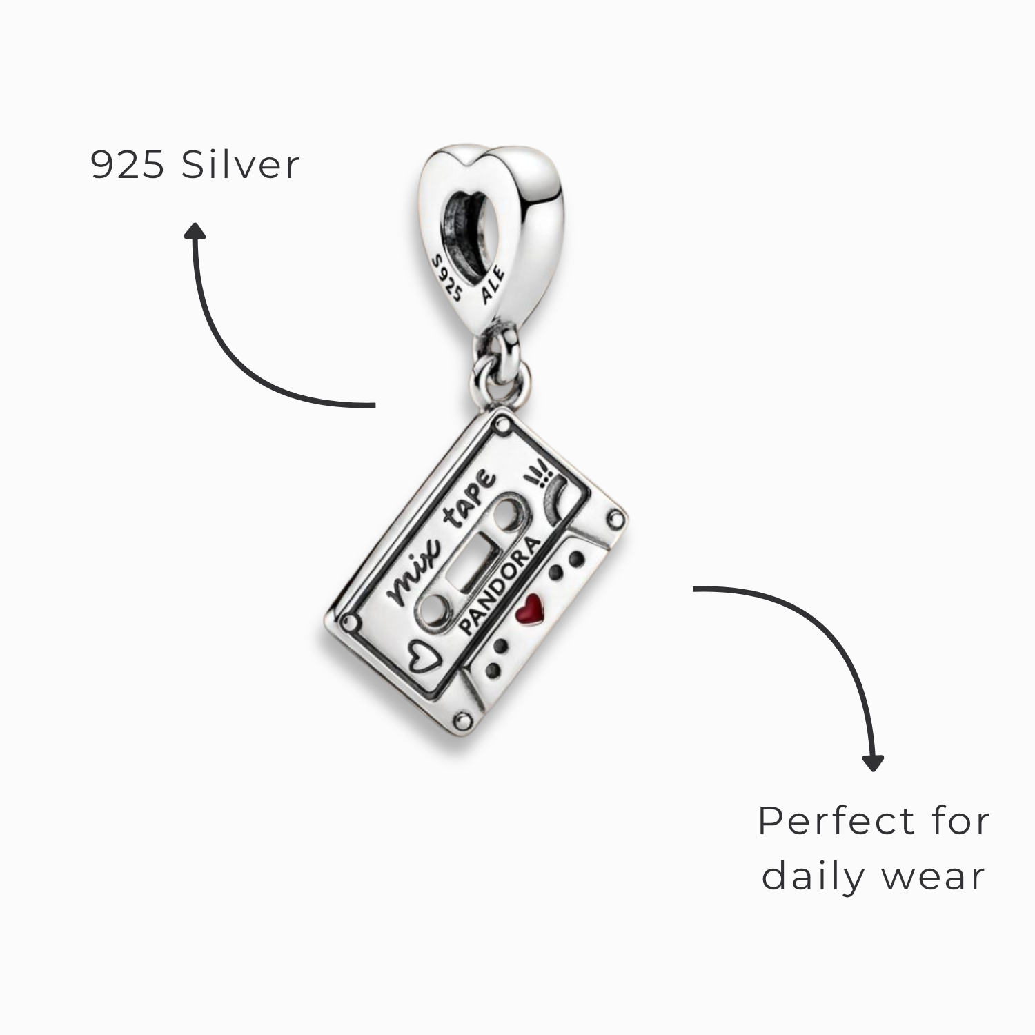 925 Silver Retro Mix Tape Musical Charm
