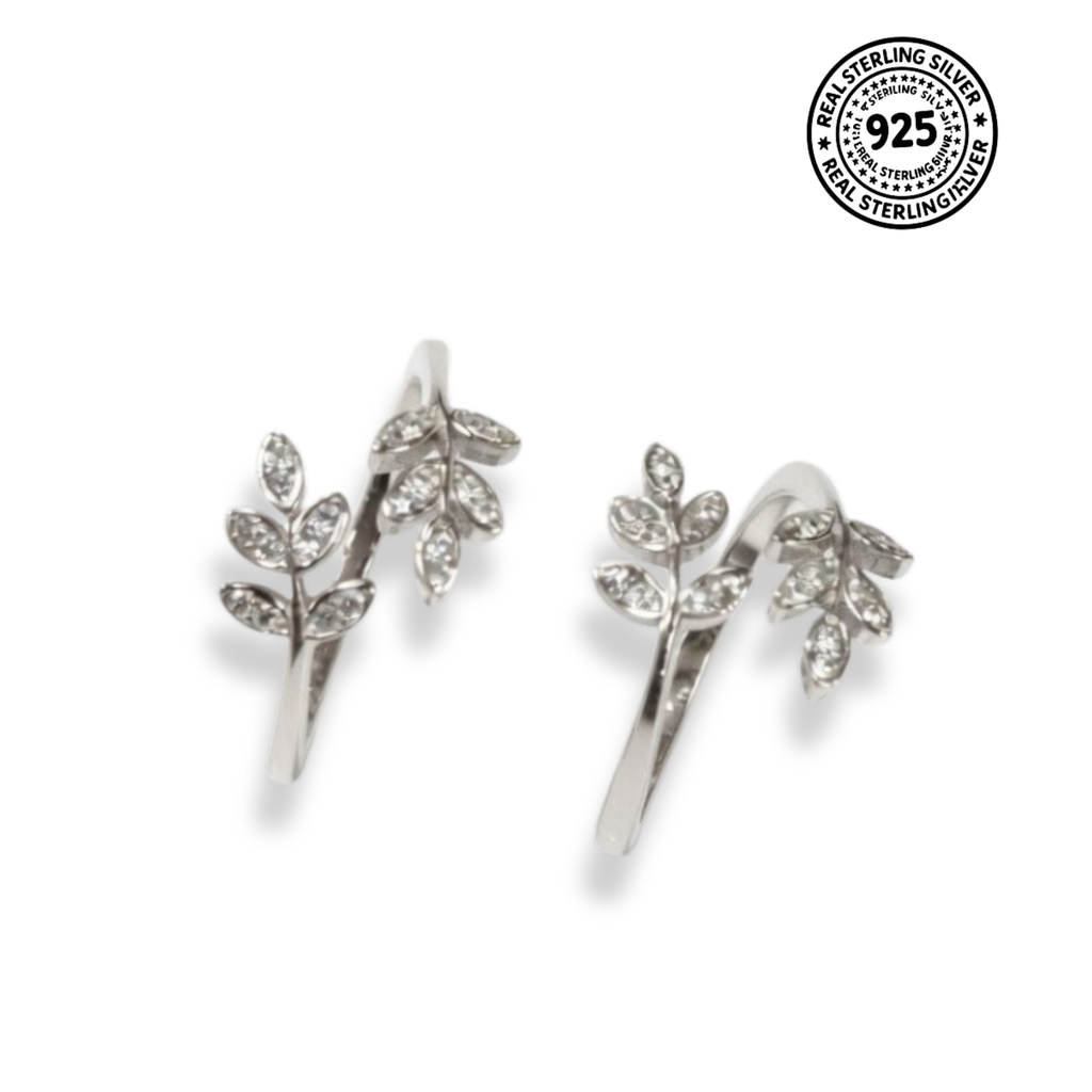 Sparkling Leaf Adjustable 925 Silver Toe Ring