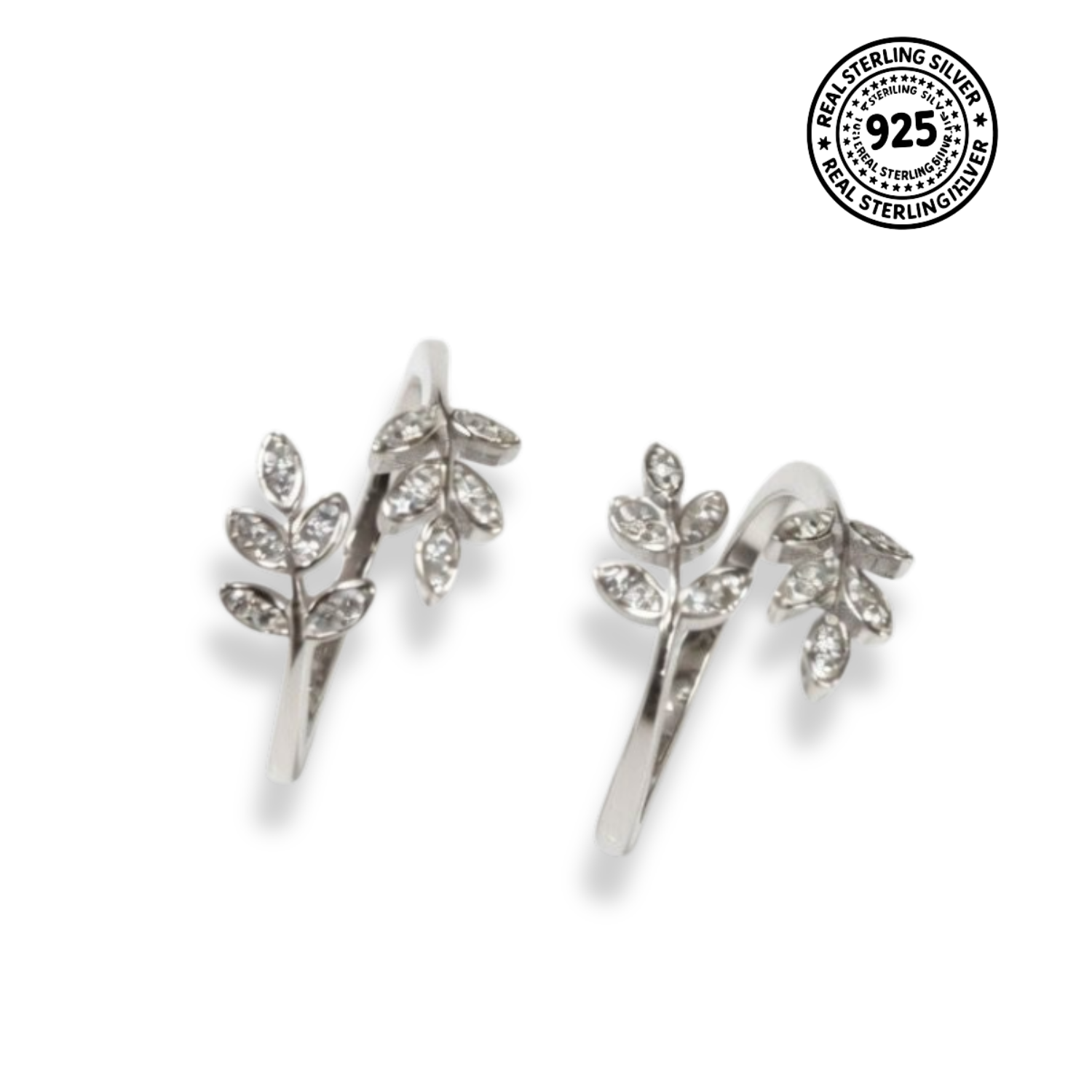 Sparkling Leaf Adjustable 925 Silver Toe Ring