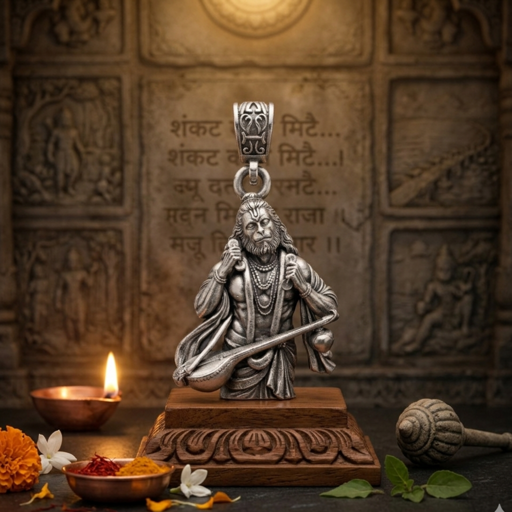 925 Silver The Bhakti Sangeet Hanuman Pendant: Devotion in Detail