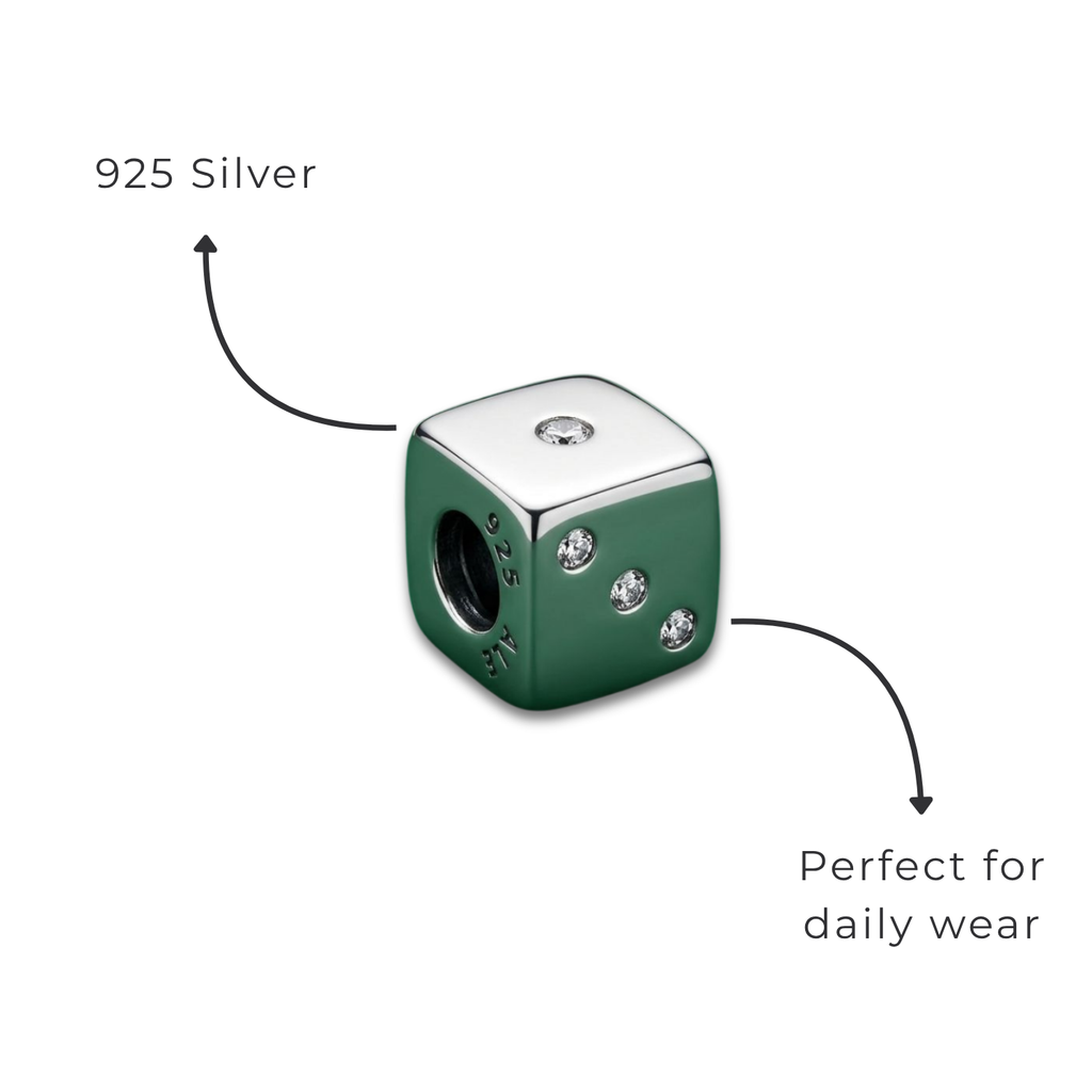 925 Silver "Game Night" Shimmering Dice Charm