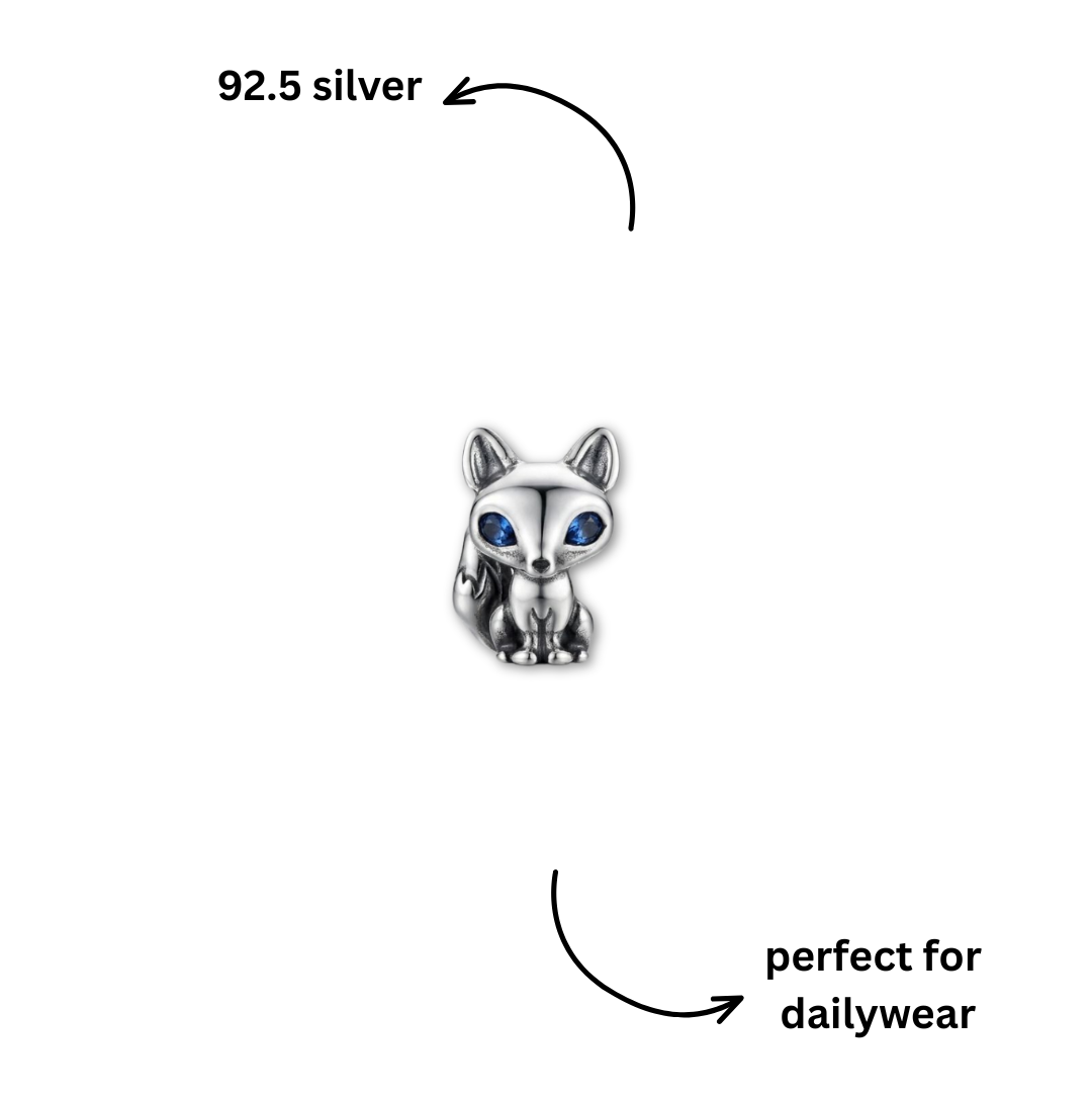 925 Silver Clever Fox Dangle Charm