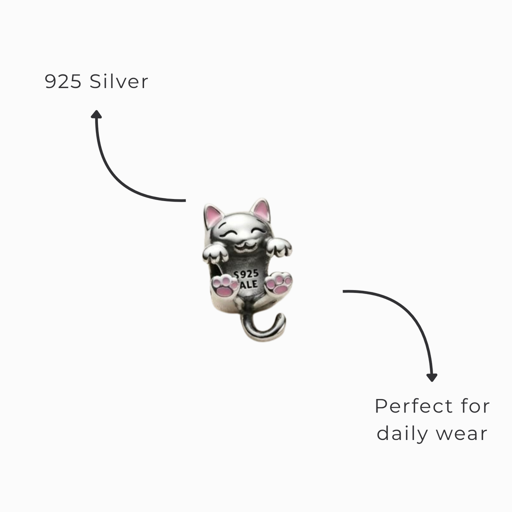 925 Silver Playful Kitten "Little Paws" Charm