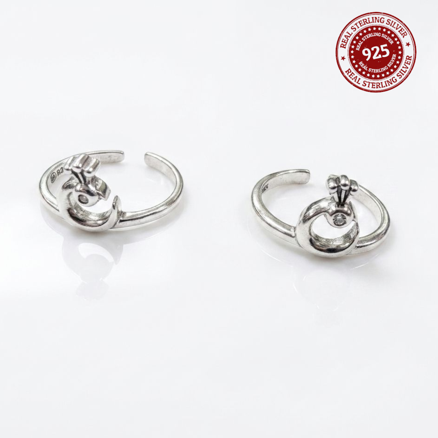 CZ Peacock 925 Silver Toe Ring