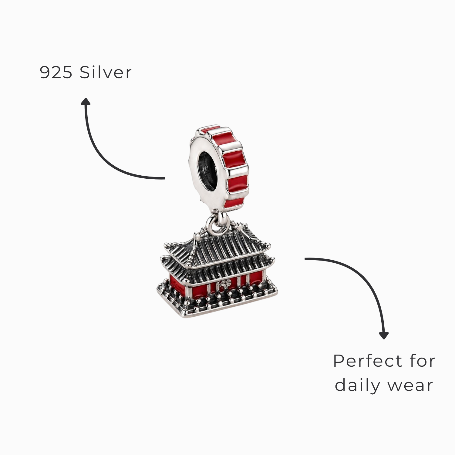 925 Silver Japanese Zen Pagoda Charm
