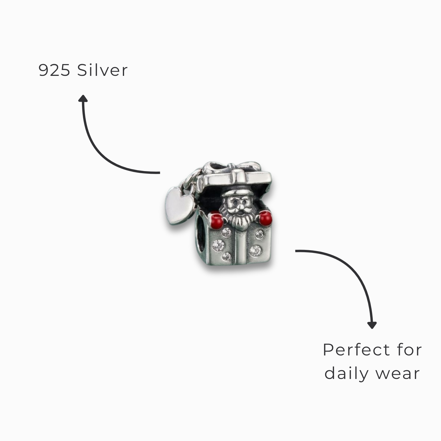 925 Silver Surprise Santa in Giftbox Charm