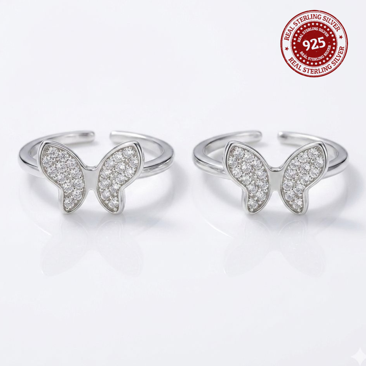 Sparkling Butterfly Adjustable 925 Silver Toe Ring