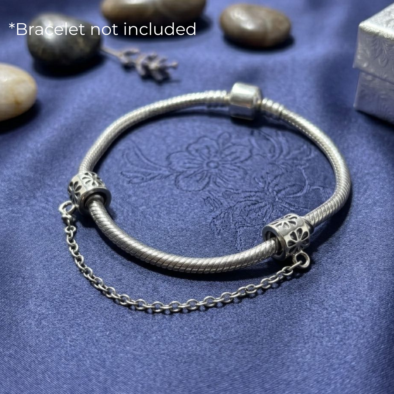 Floral Square Safety Chain Bracelet Charm