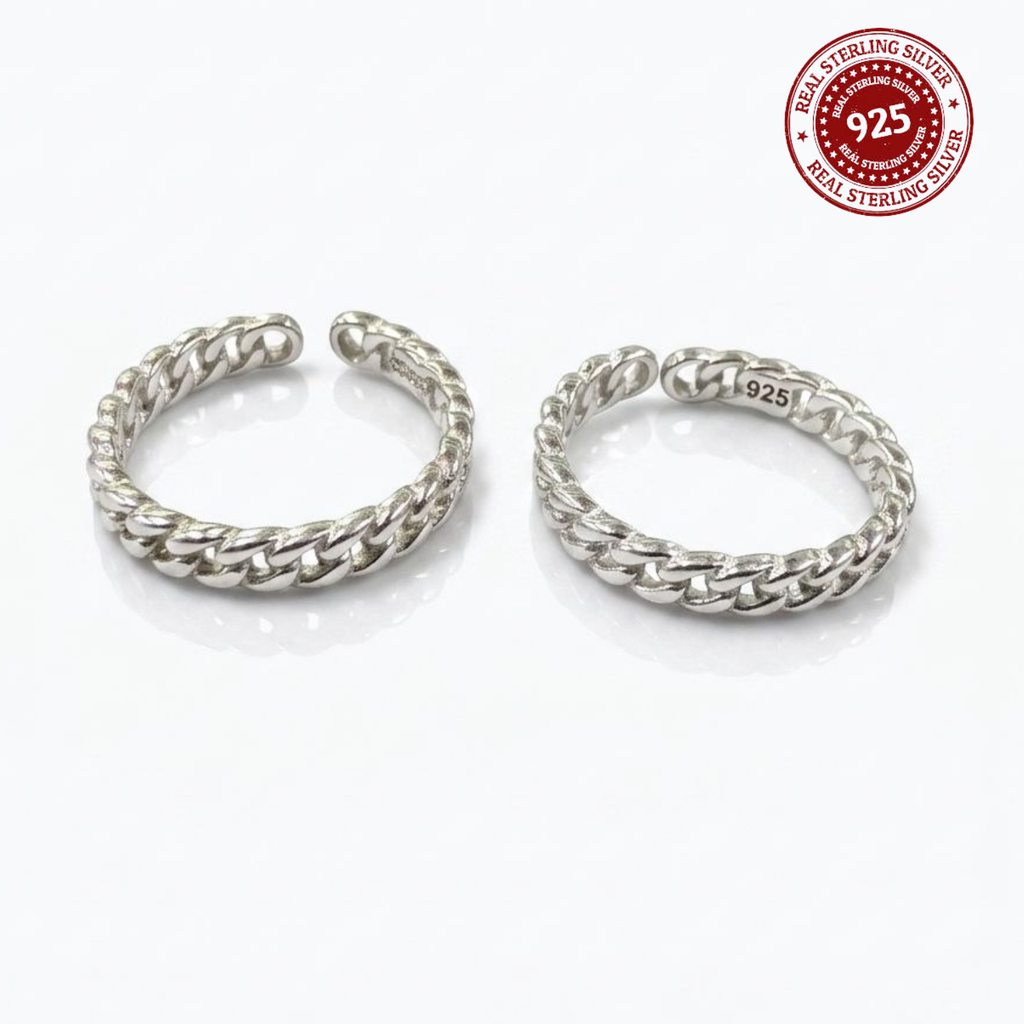 Curb Chain Link Adjustable 925 Silver Toe Ring