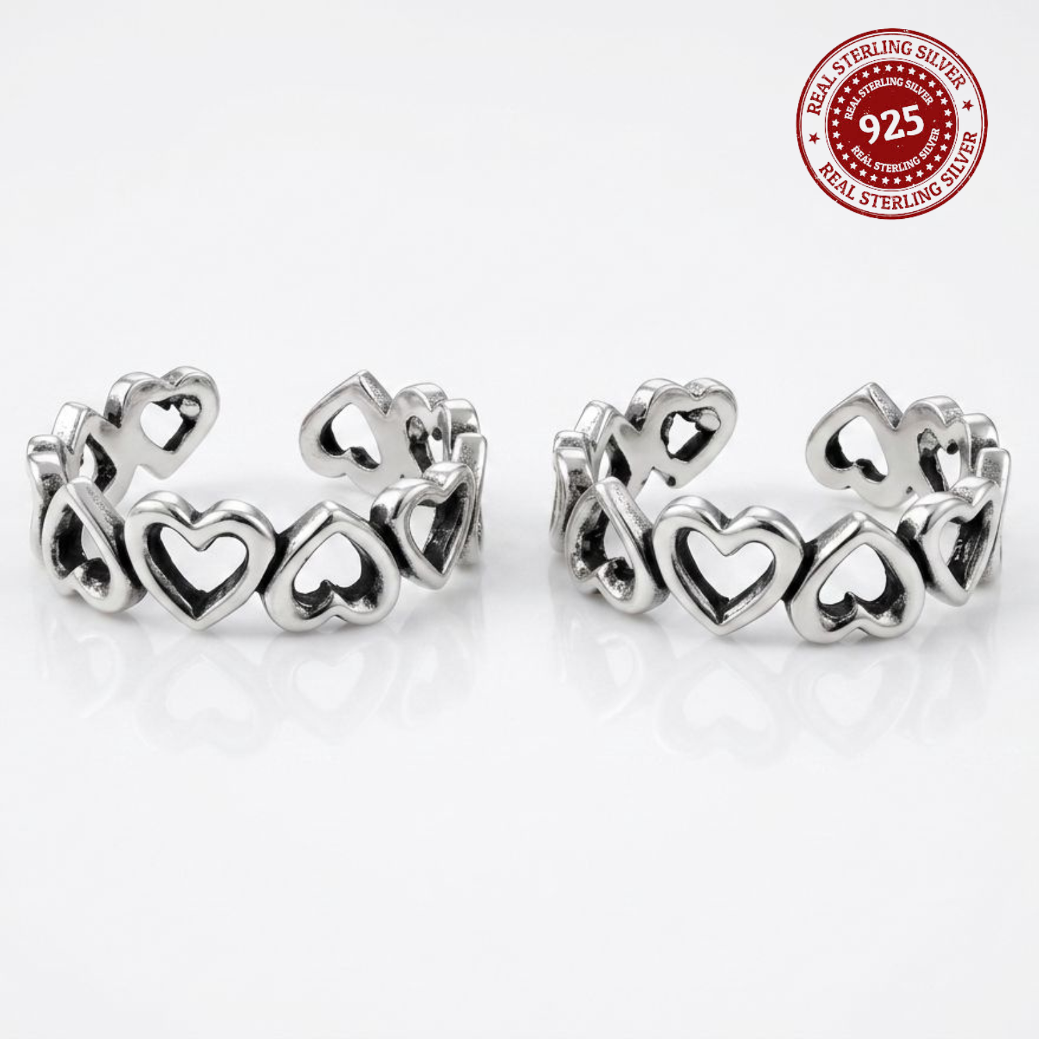 Heart Band Adjustable 925 Silver Toe Ring