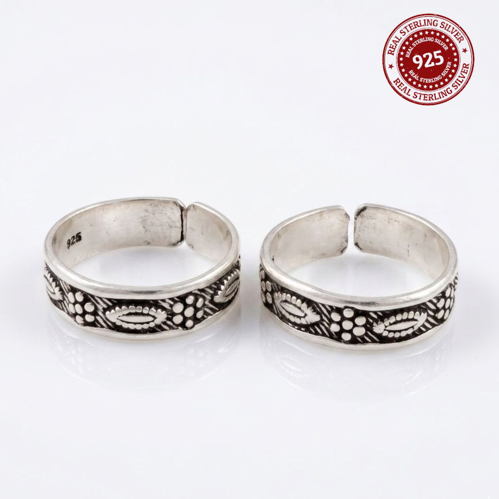 Traditional Engraved Adjustable 925 Silver Toe Ring