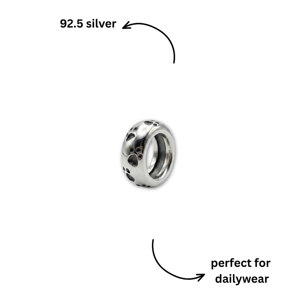 925 Silver Paw Spacer Charm