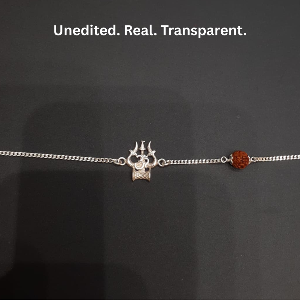 Mahadev Trishul Om Rudraksh Bracelet | 92.5 Sterling Silver