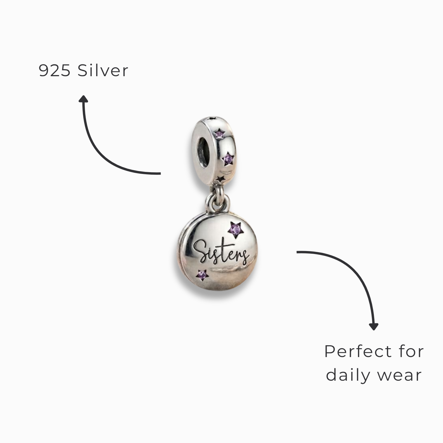 925 Silver "Sisters" Celestial Star Charm