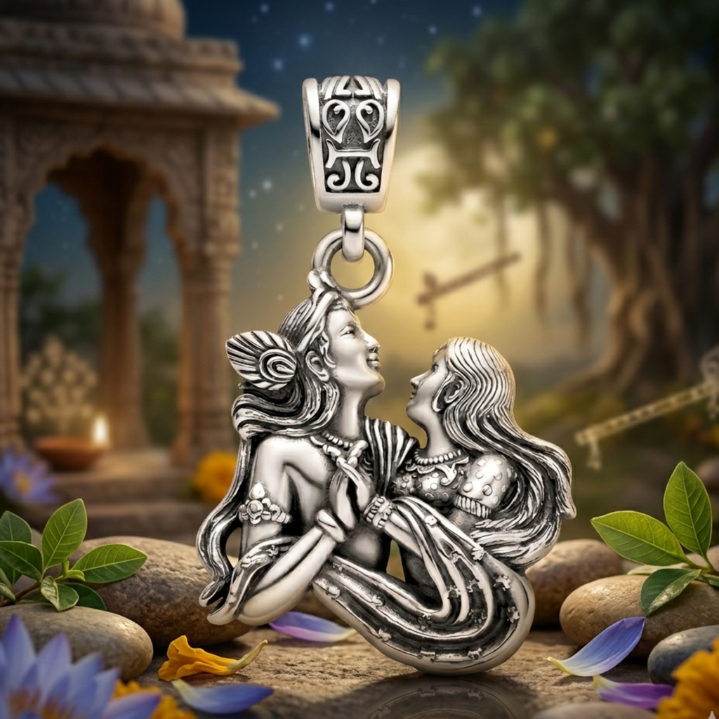 925 Silver Radha Krishna: The Eternal Love Pendant