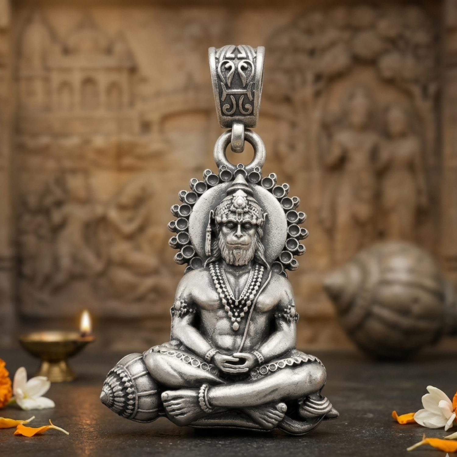 925 Silver The Vir Hanuman Amulet: Strength in Serenity