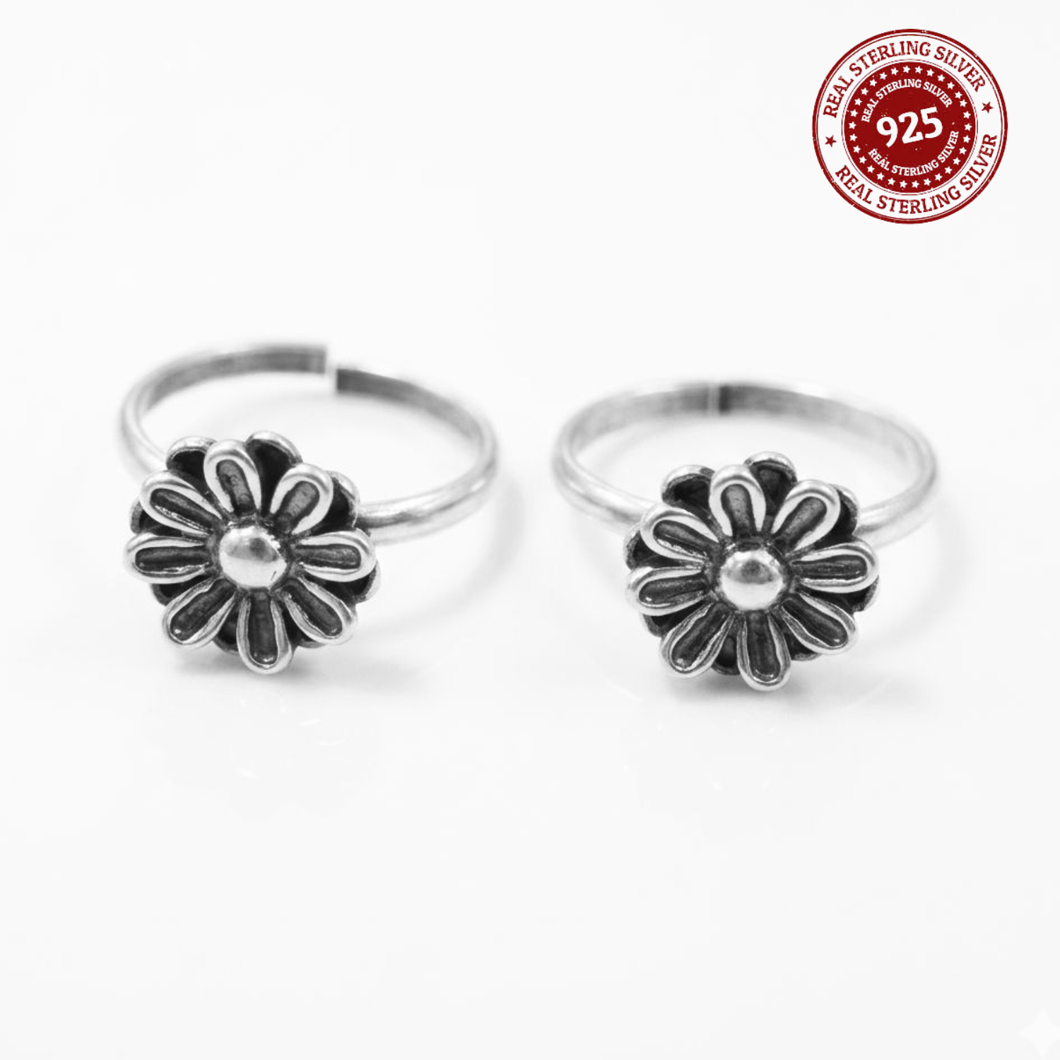 Traditional Floral Adjustable 925 Silver Toe Ring