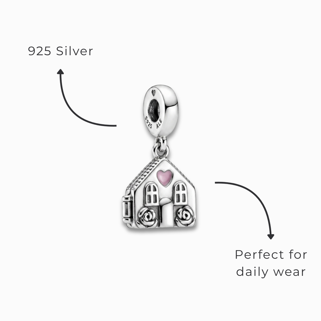 925 Silver "Home is Where Mom Is" Openable Heart Charm