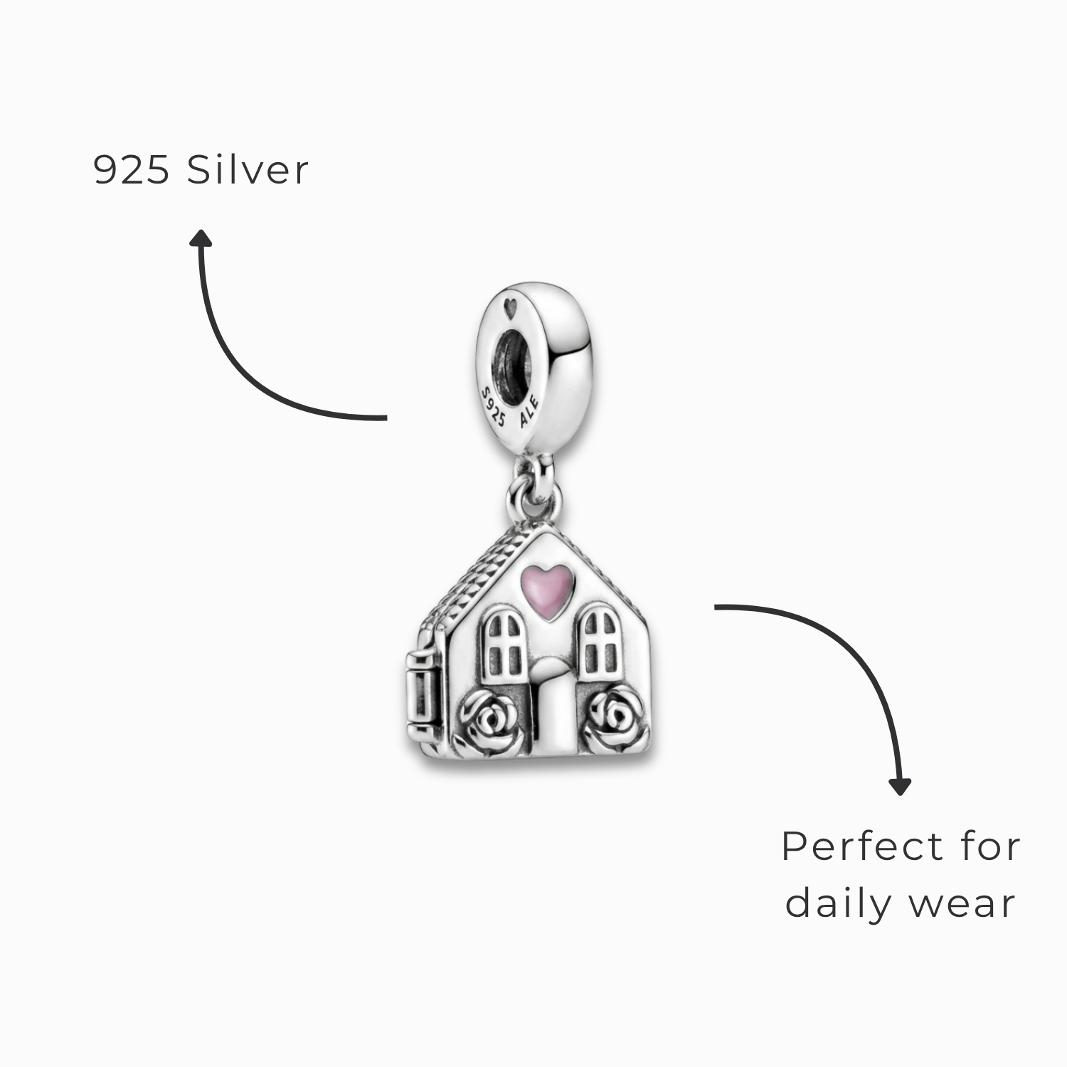 925 Silver "Home is Where Mom Is" Openable Heart Charm