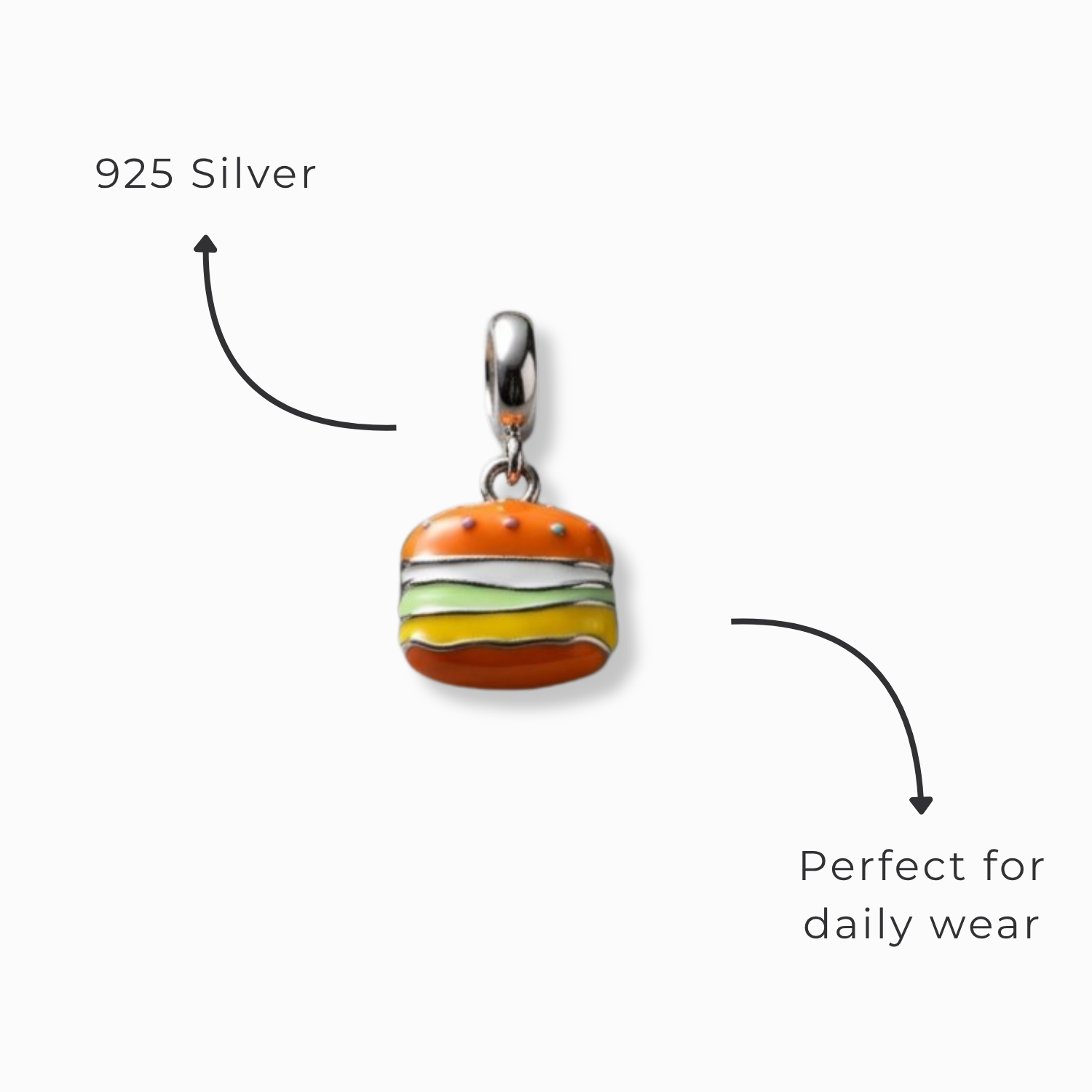 925 Silver Sizzling Burger Charm