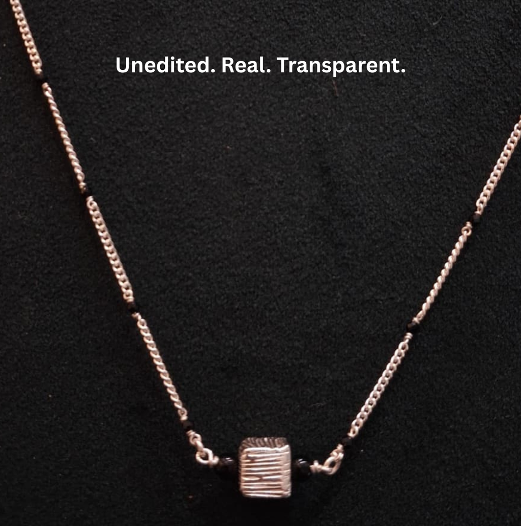 925 Silver Minimalist Textured Cube Mangalsutra