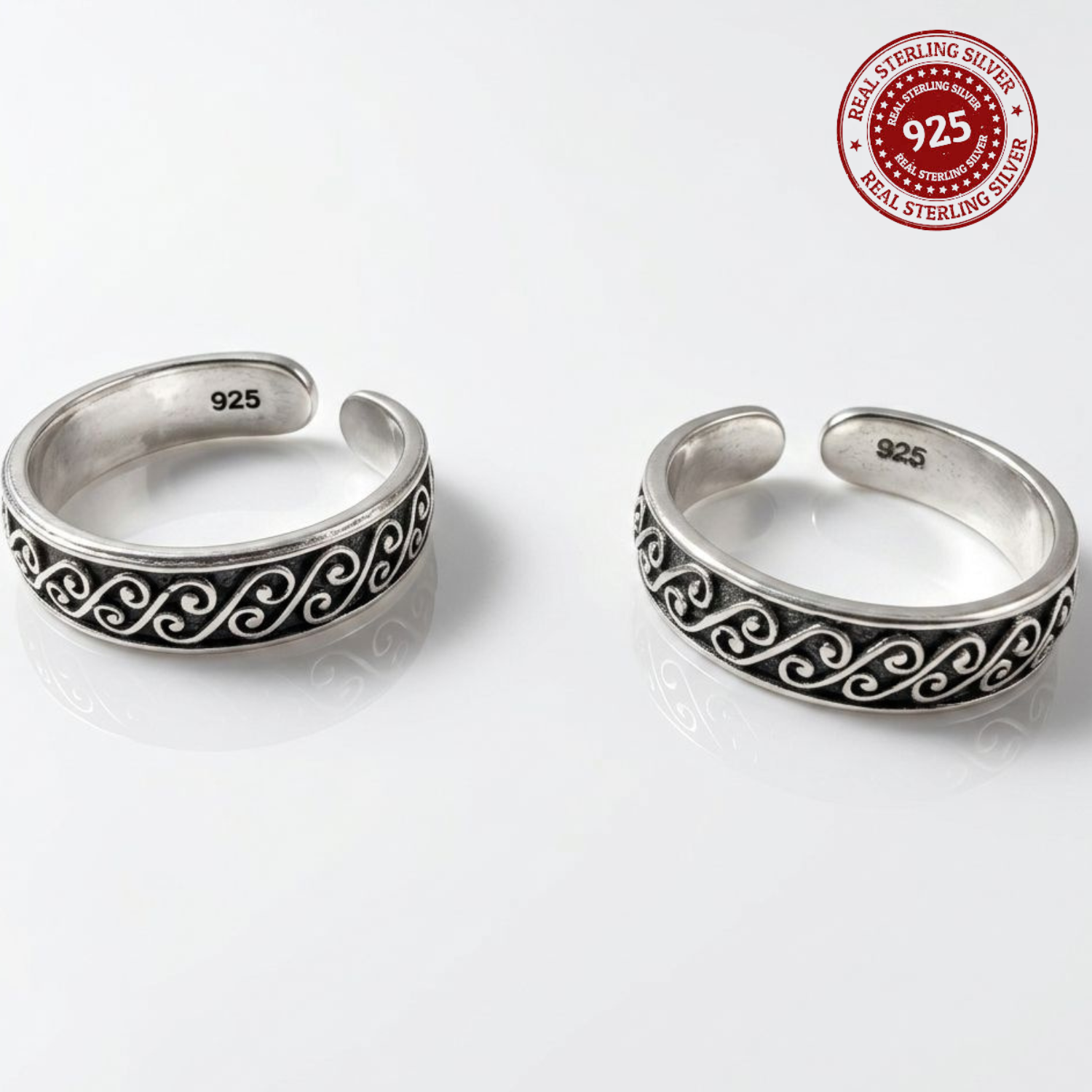 Traditional Engraved Adjustable 925 Silver Toe Ring