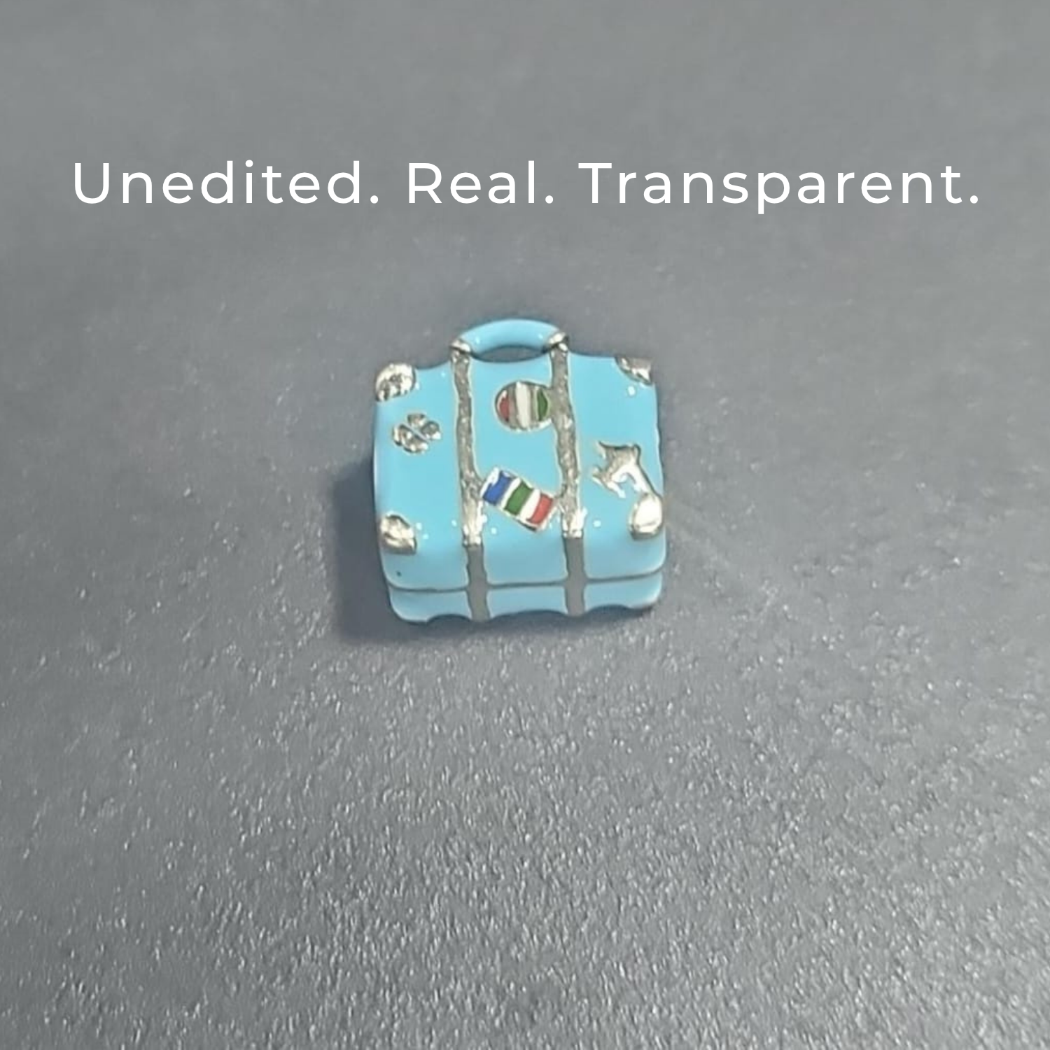 Classic Blue Travel Suitcase Charm (925 Silver)