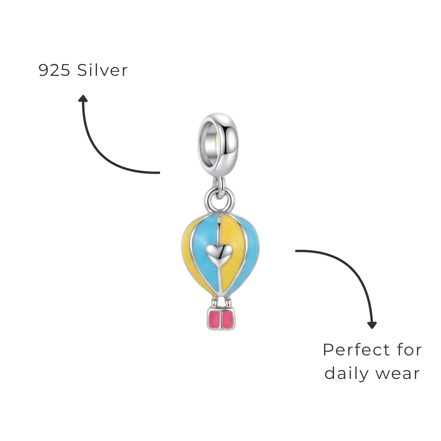 925 Silver Pastel "Adventure is Out There" Balloon Charm