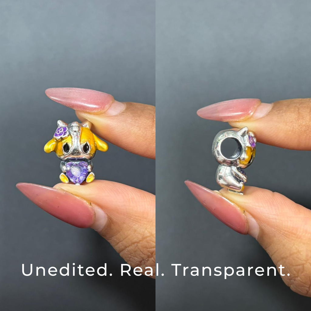 925 Silver Golden Pup Love Charm