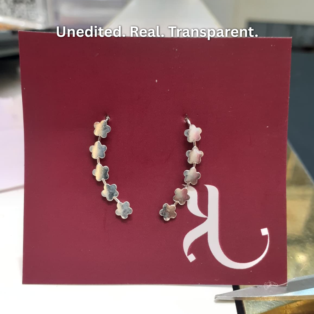92.5 Silver Flower Ear Climber