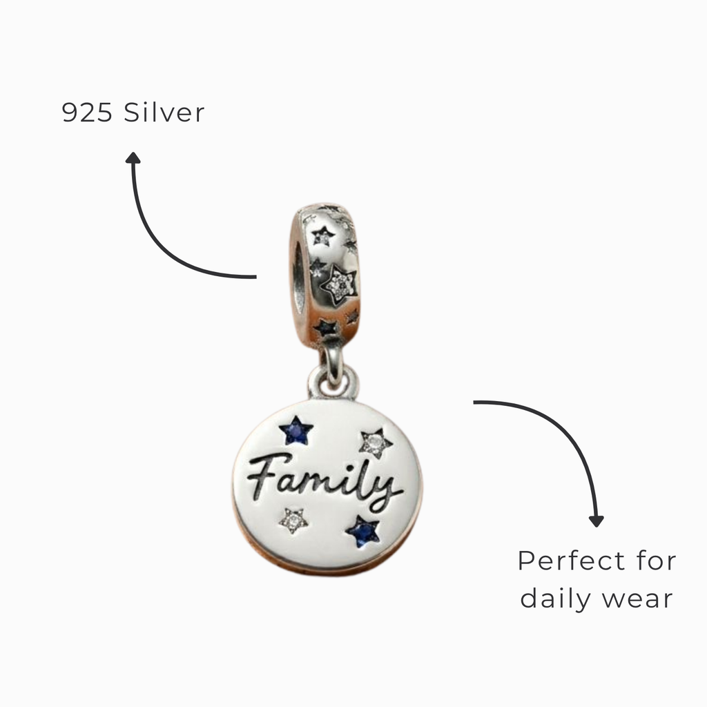 925 Silver Family Constellation Double Dangle Charm