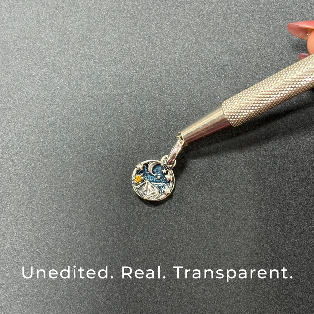 925 Silver "Sleeping Under the Stars" Mountain Dangle Charm 🏔️🌌