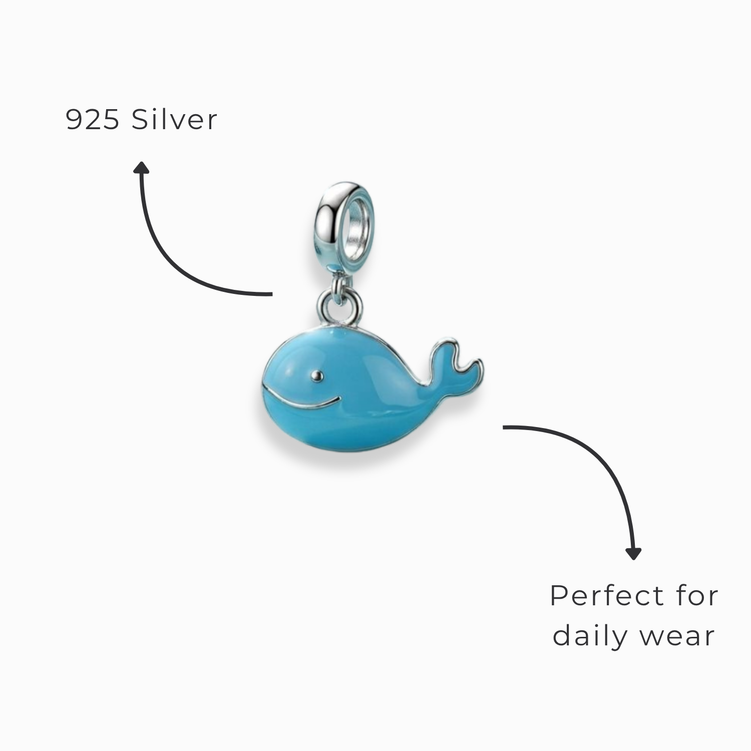 925 Silver Playful Blue Whale Charm