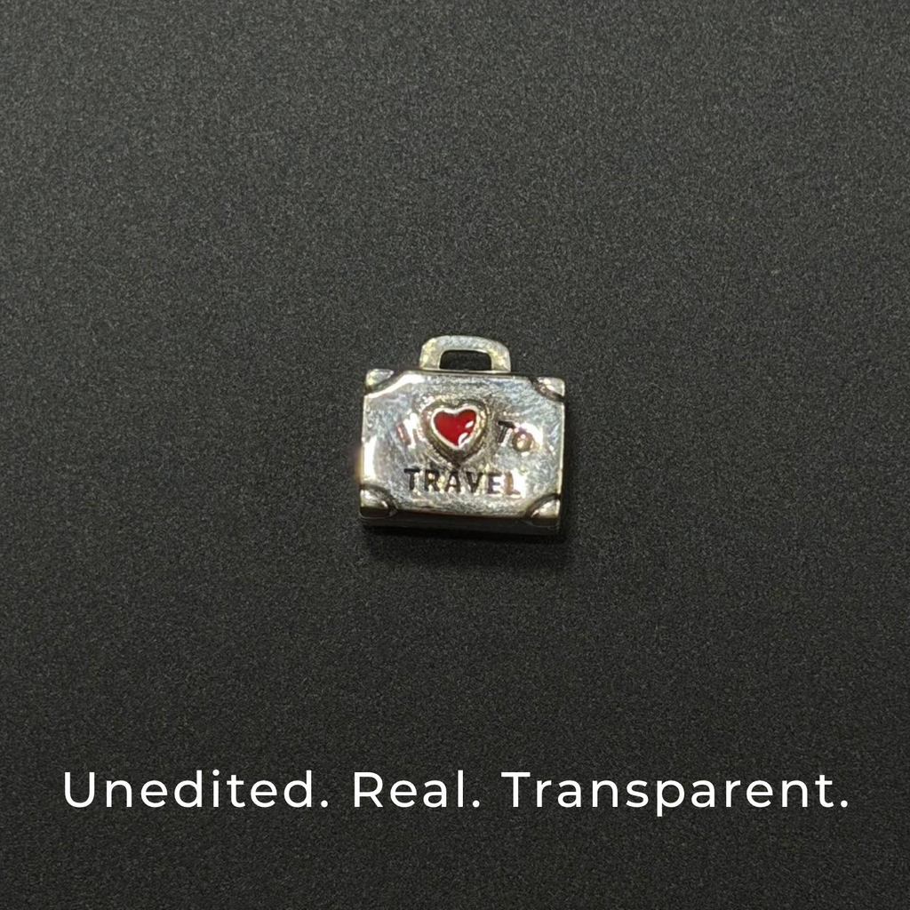 925 Silver Travel Suitcase Charm – “I To Travel”
