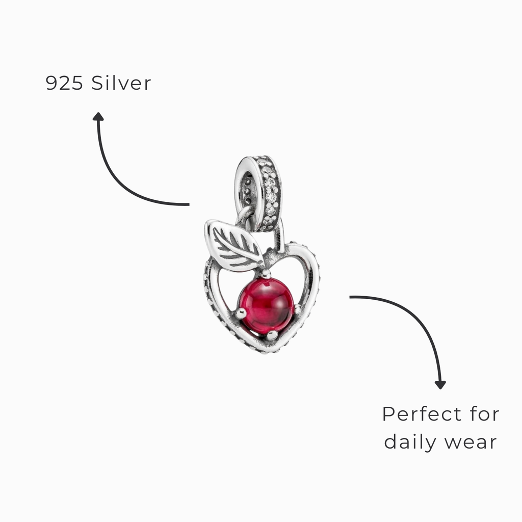 925 Silver Forbidden Apple Heart Charm