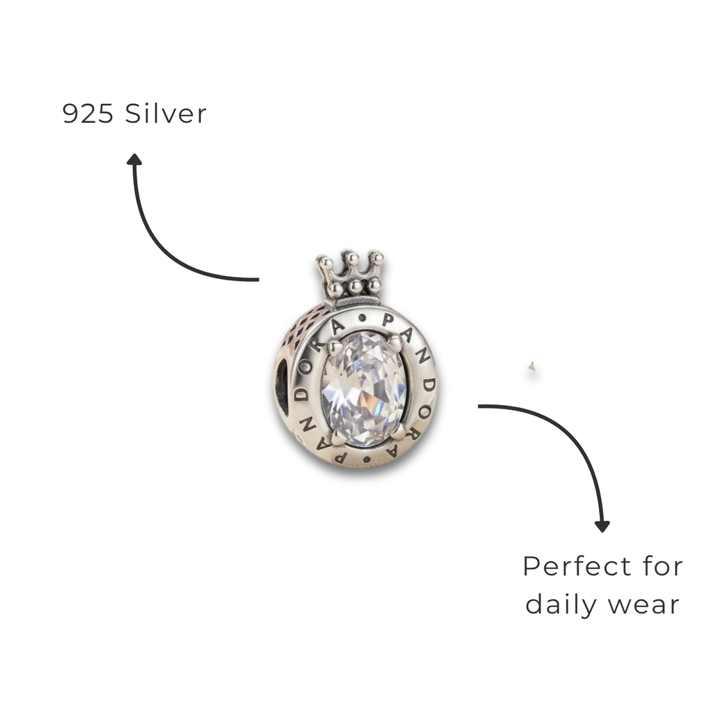 925 Silver Regal Crown Sparkling O Charm