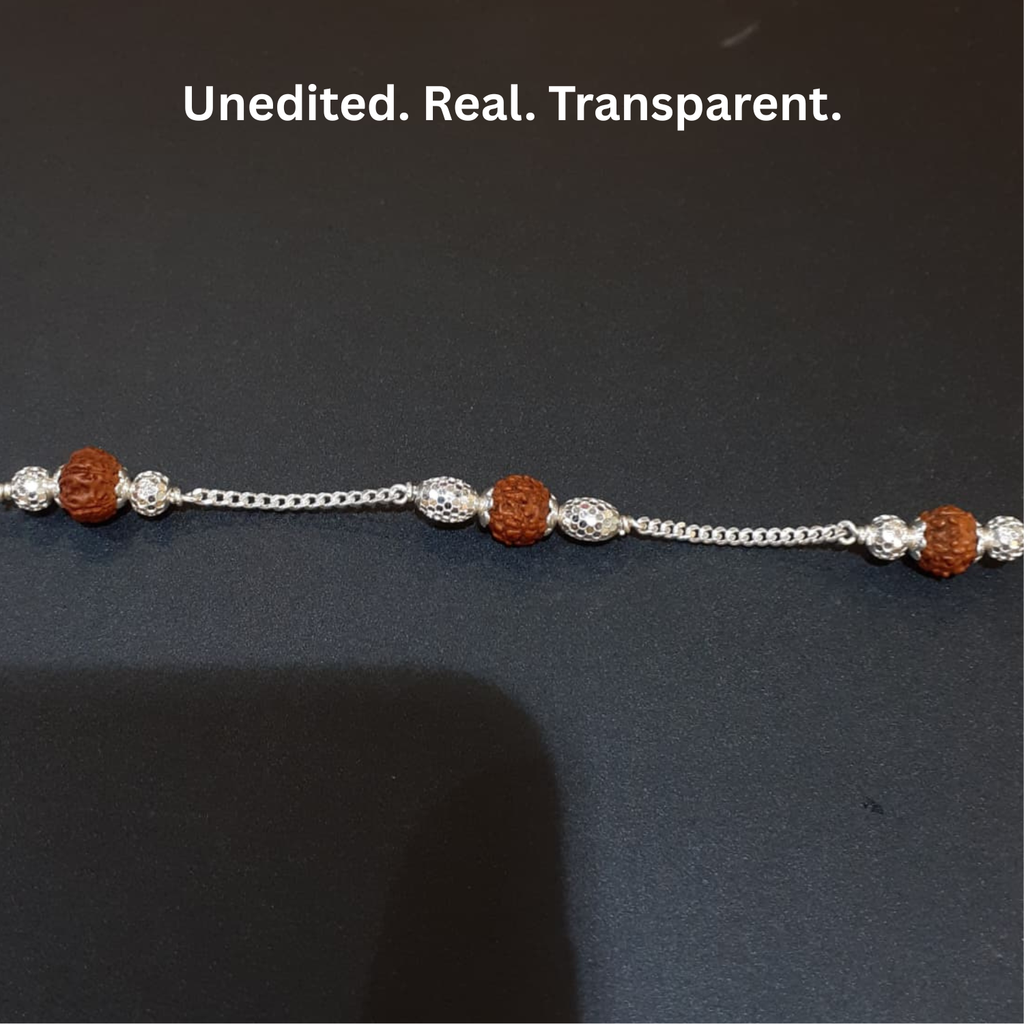 5 Mukhi Rudraksh Bead Bracelet | 92.5 Sterling Silver