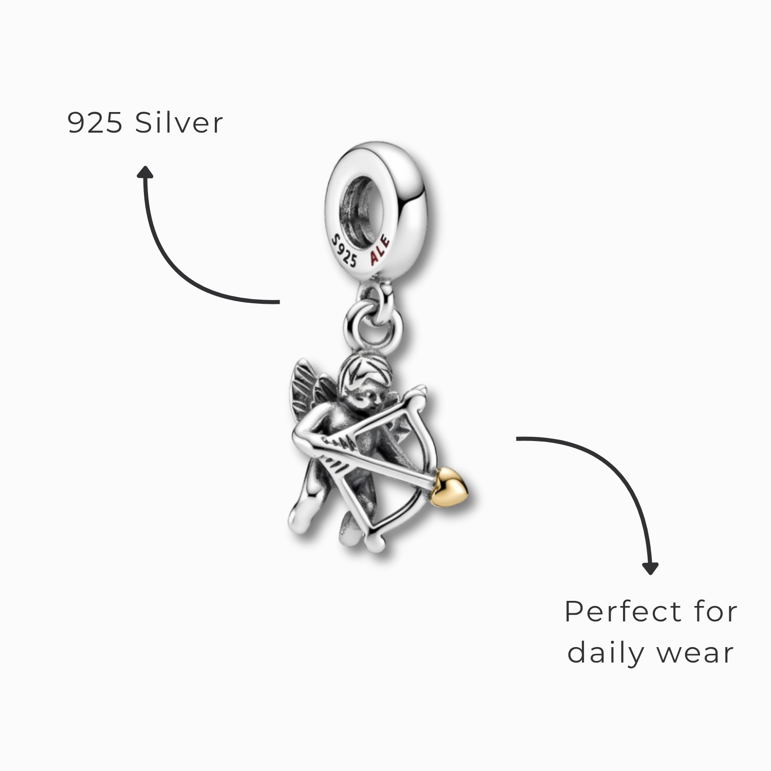 925 Silver Cupid’s Golden Arrow Charm