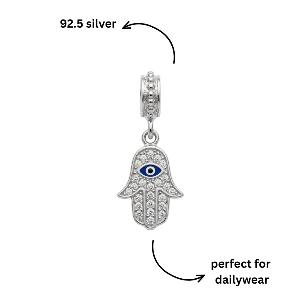 CZ Hamsa Evil Eye Protection Dangle Charm