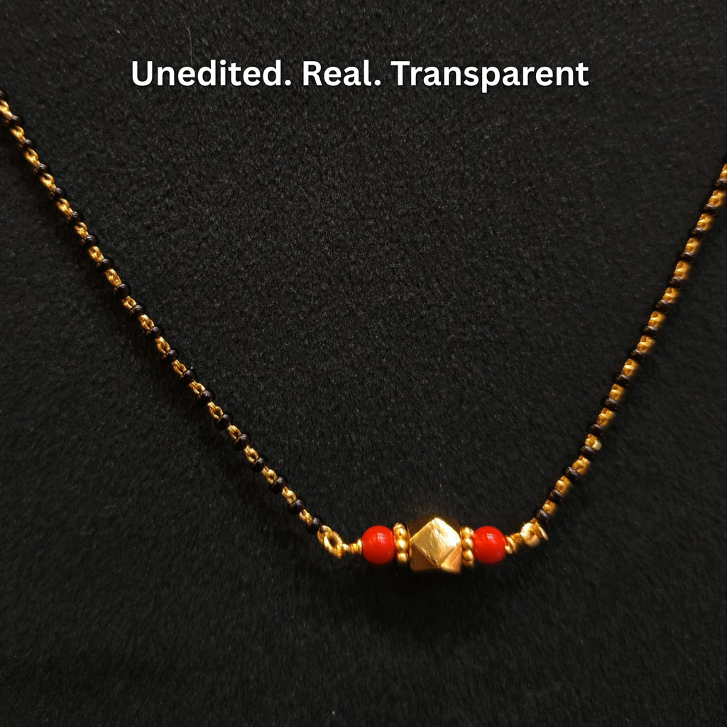 Handmade Ashtapailu Coral Mangalsutra | 24 Carat Gold Plated